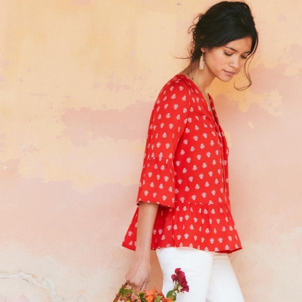 Sézane Anita floral blouse DOEN style